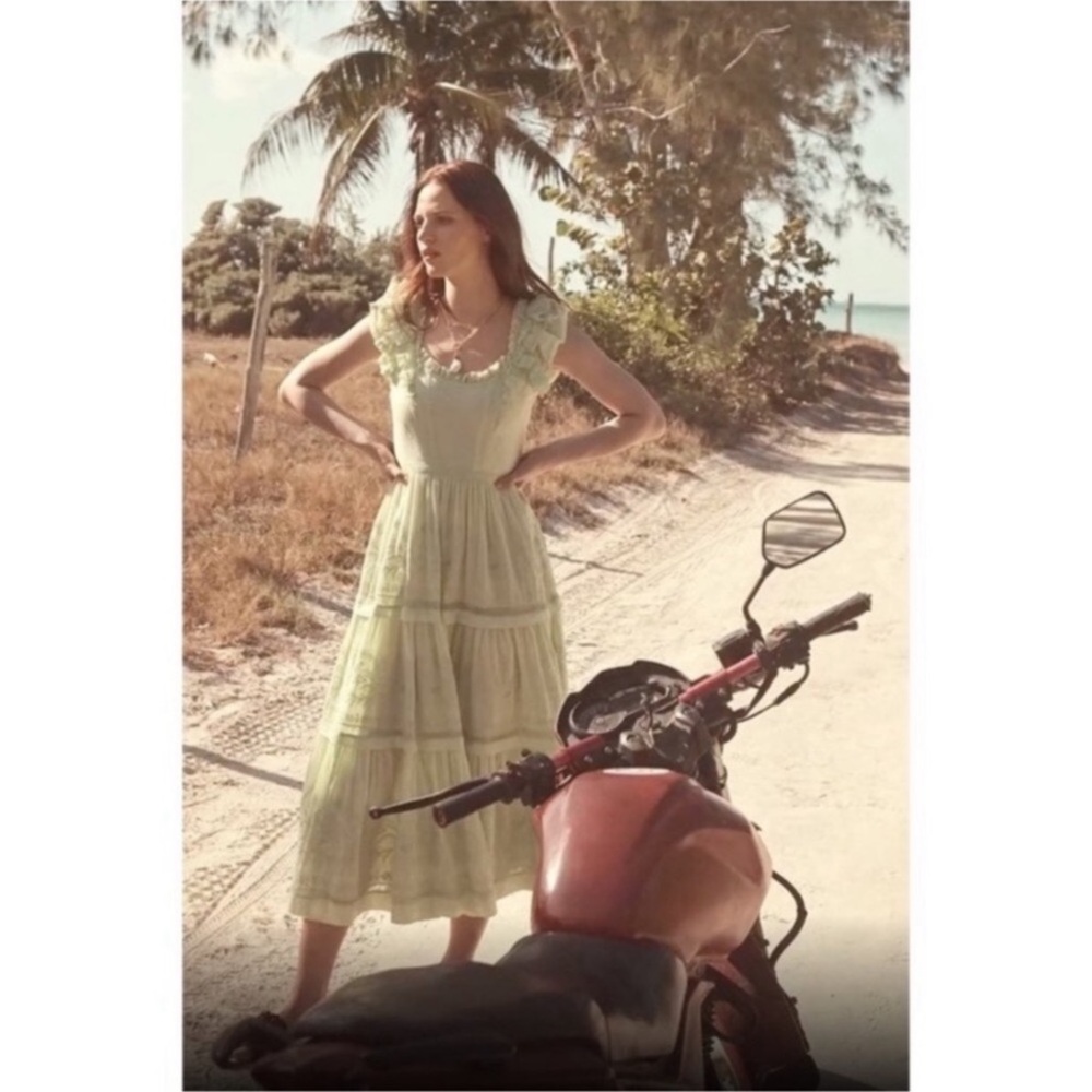 ULLA JOHNSON JULIETTA MIDI DRESS IN PISTACHIO Sz 4